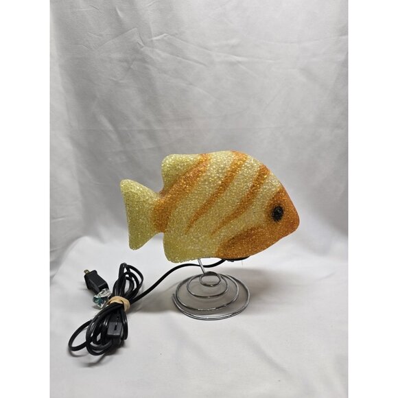 Yellow and Orange Melted popcorn Fish Lamp- Y2K Retro Room Decor - Picture 1 of 13